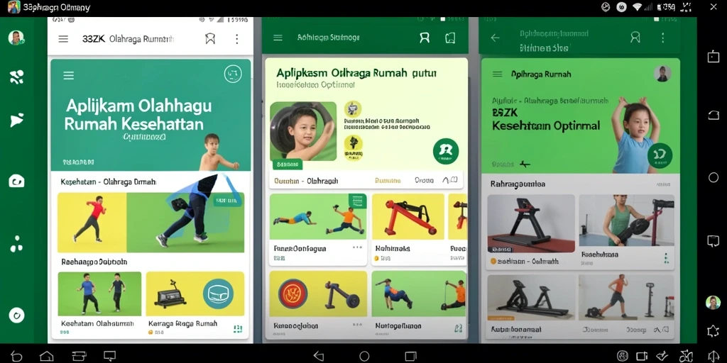 Antarmuka aplikasi 33ZK untuk latihan olahraga rumah yang mudah digunakan.