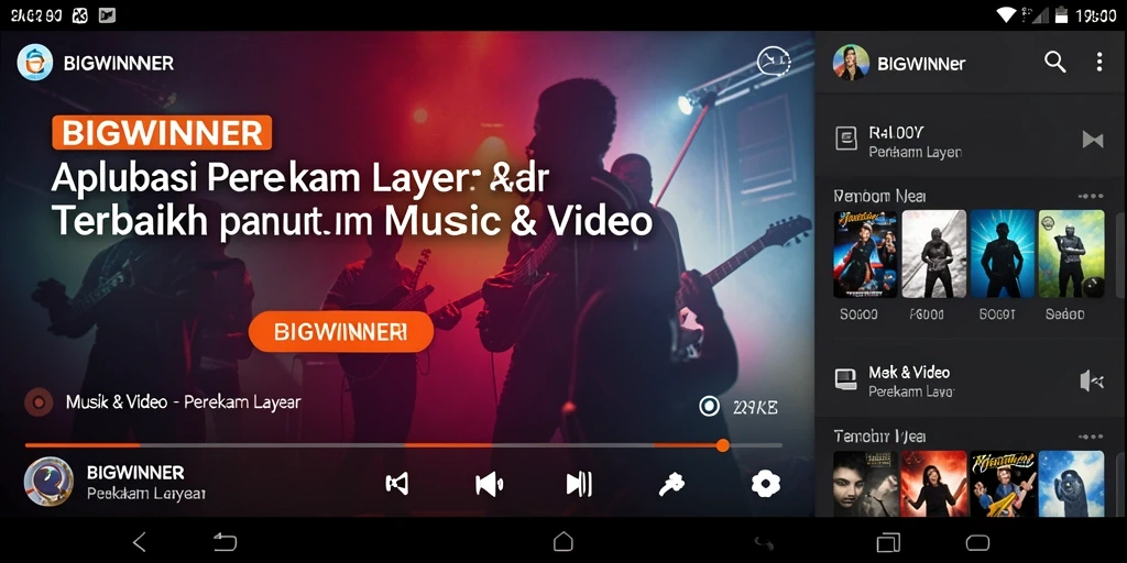 Antarmuka aplikasi BIGWINNER yang intuitif untuk perekaman layar.