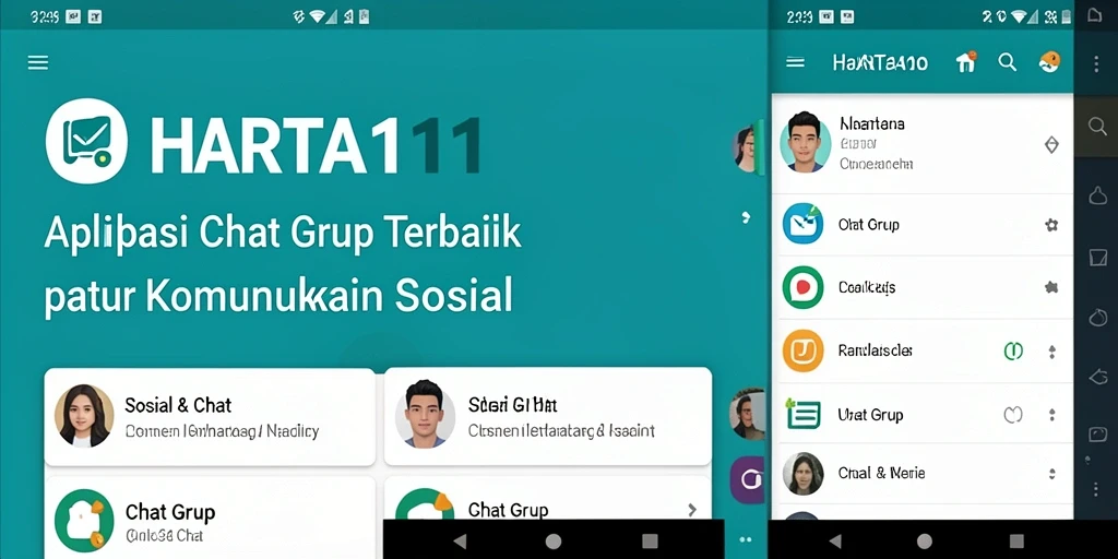 Tampilan antarmuka utama HARTA11 dengan fungsi Chat Grup yang mudah digunakan.