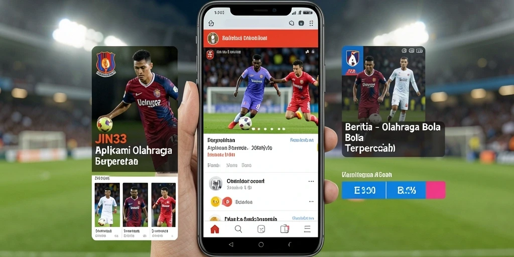 Antarmuka aplikasi JIN33 yang menampilkan berita terbaru seputar olahraga bola.