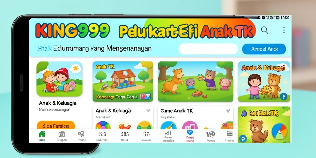 Tampilan antarmuka aplikasi KING999 yang ramah anak dan penuh warna.
