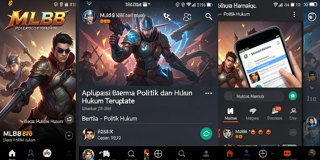Tampilan antarmuka aplikasi MLBB8 dengan berita hukum terkini.