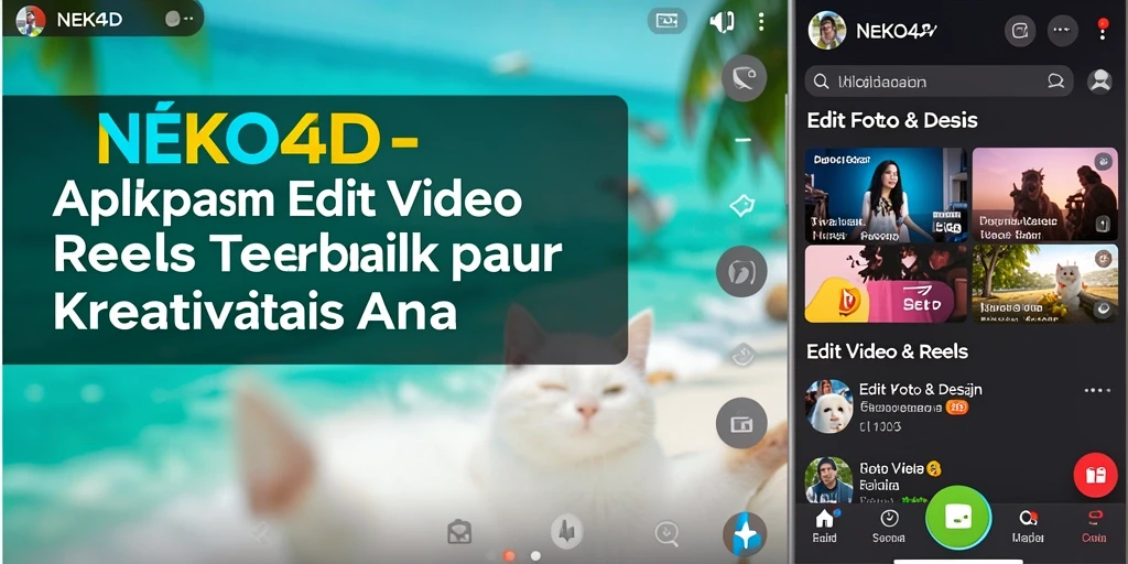 Tampilan antarmuka NEKO4D saat mengedit video reels dengan efek dan filter.