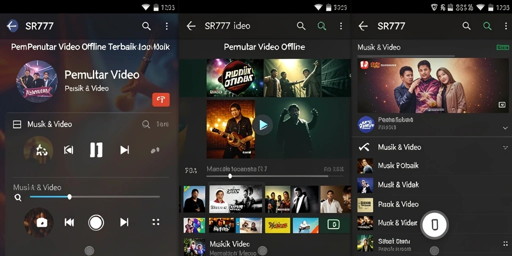 Tampilan antarmuka SR777 untuk Pemutar Video Offline yang intuitif.